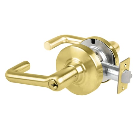 Grade 1 Storeroom Lock, Tubular Lever, Standard Cylinder, Satin Brass Finish, Non-Handed